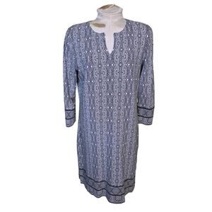 COOLIBAR Oceanside UV Tunic Swim Cover-Up Sz M UPF‎ 50+ Black Print Summer Dress